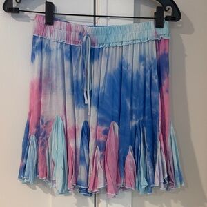 Aakaa Women’s Tie-Dye Mini Skirt/ Cover Up in Blue and Pink Size Small